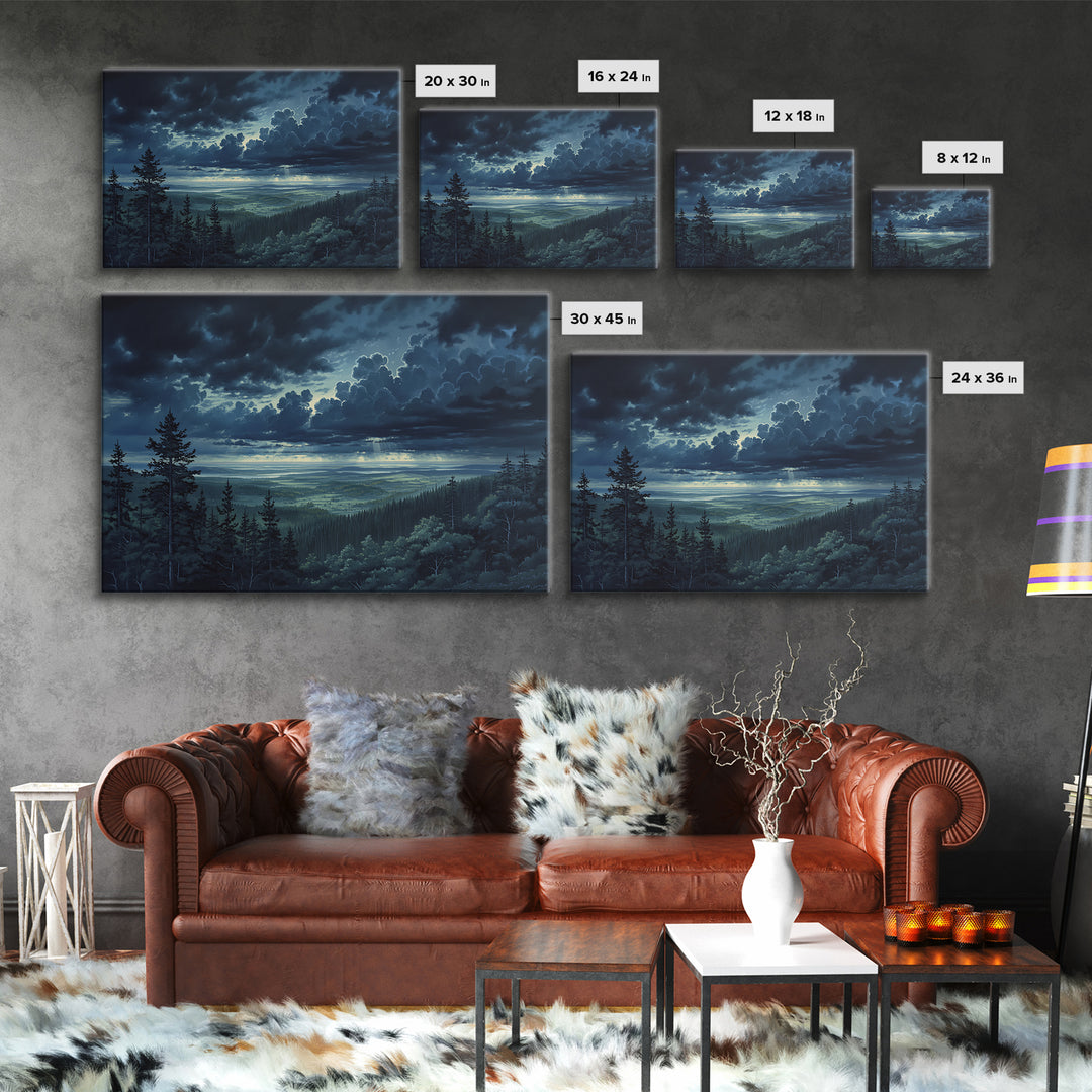Moody Forest Clearing Canvas Print, General Fine Art, Wall Hanging, Living Room Decor, Oil Painting, Statement Artwork, GEN-3x2-12