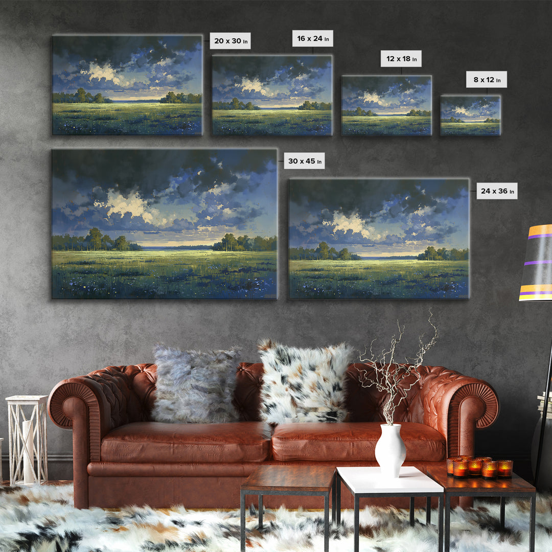 Sunlit Meadow with Loose Impressionist Brushwork Canvas Print, General Fine Art, Printable Wall Art, Living Room Decor, GEN-3x2-18