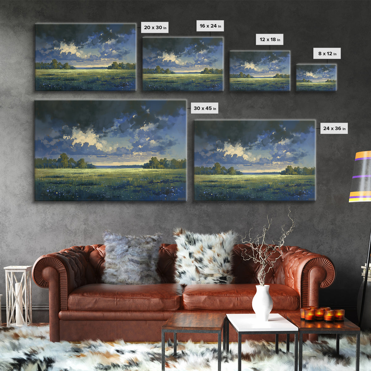 Sunlit Meadow with Loose Impressionist Brushwork Canvas Print, General Fine Art, Printable Wall Art, Living Room Decor, GEN-3x2-18