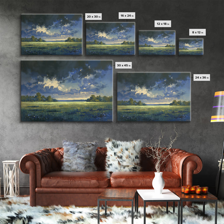 Sunlit Meadow with Loose Impressionist Brushwork Canvas Print, General Fine Art, Printable Wall Art, Living Room Decor, GEN-3x2-18