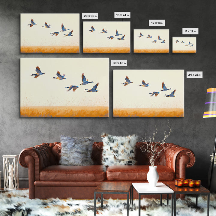Minimal Birds in Flight over an Open Framed Canvas Print, General Fine Art, Art Prints, Living Room Decor, Fine Art, GEN-3x2-2