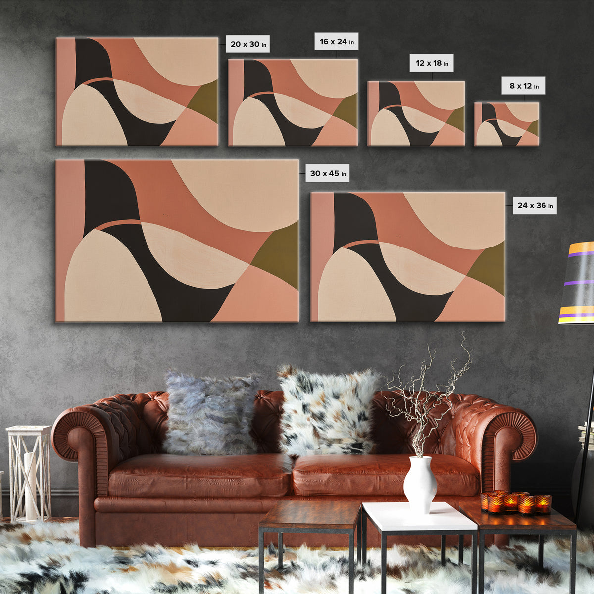 Warm Terracotta Abstract Canvas Print, General Fine Art, Original Art, Living Room Decor, Abstract Art, Boho Decor, GEN-3x2-34