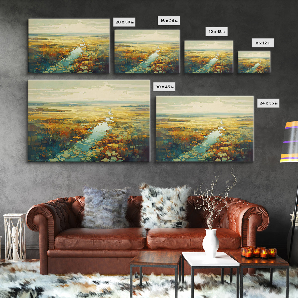 Quiet Abstract River Shape Canvas Print, General Fine Art, Canvas, Living Room Decor, Abstract Art, Canvas Art, GEN-3x2-4