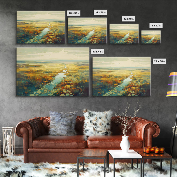 Quiet Abstract River Shape Canvas Print, General Fine Art, Canvas, Living Room Decor, Abstract Art, Canvas Art, GEN-3x2-4