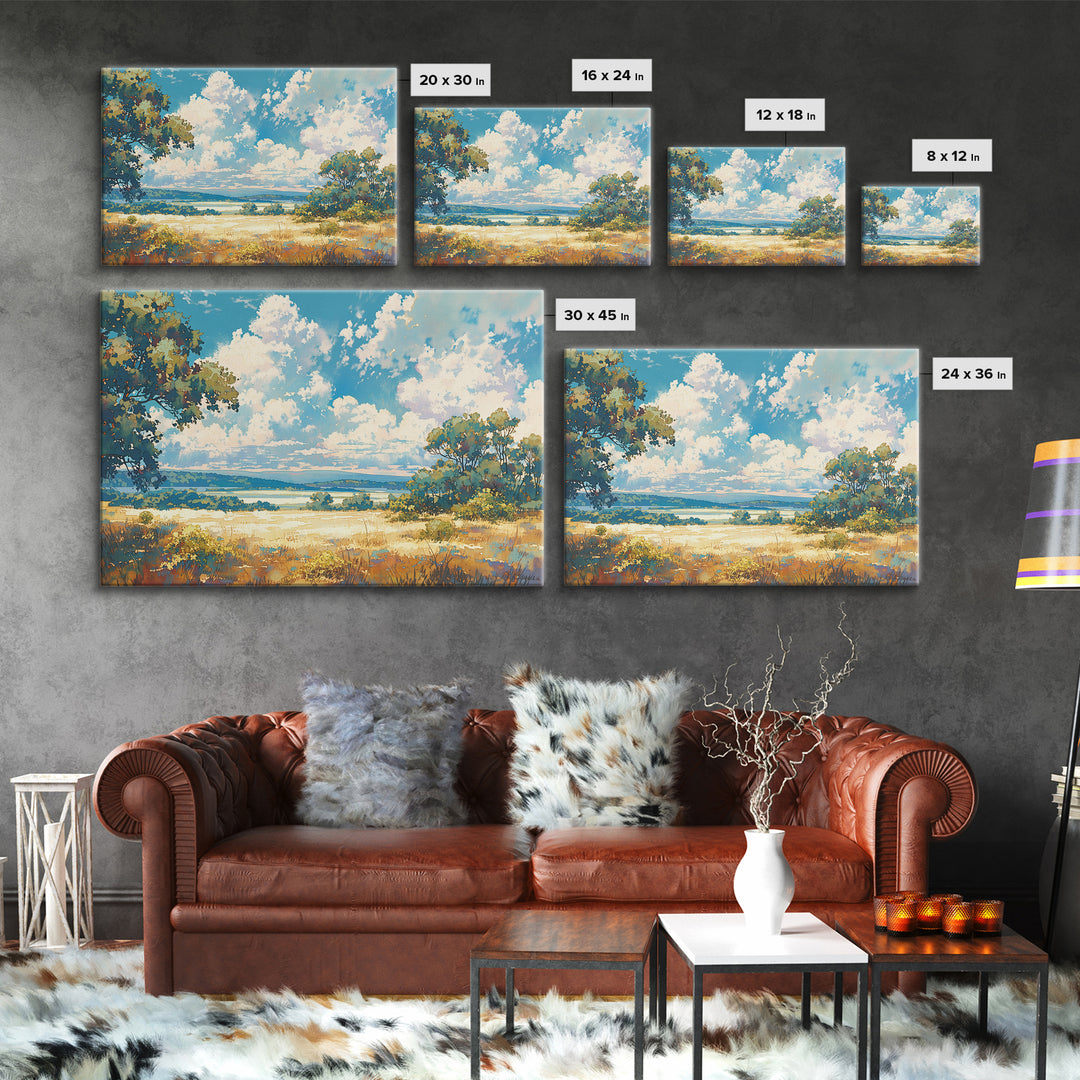 Sunlit Meadow with Loose Impressionist Brushwork Canvas Print, General Fine Art, Digital Wall Art, Living Room Decor, Fine Art, GEN-3x2-42