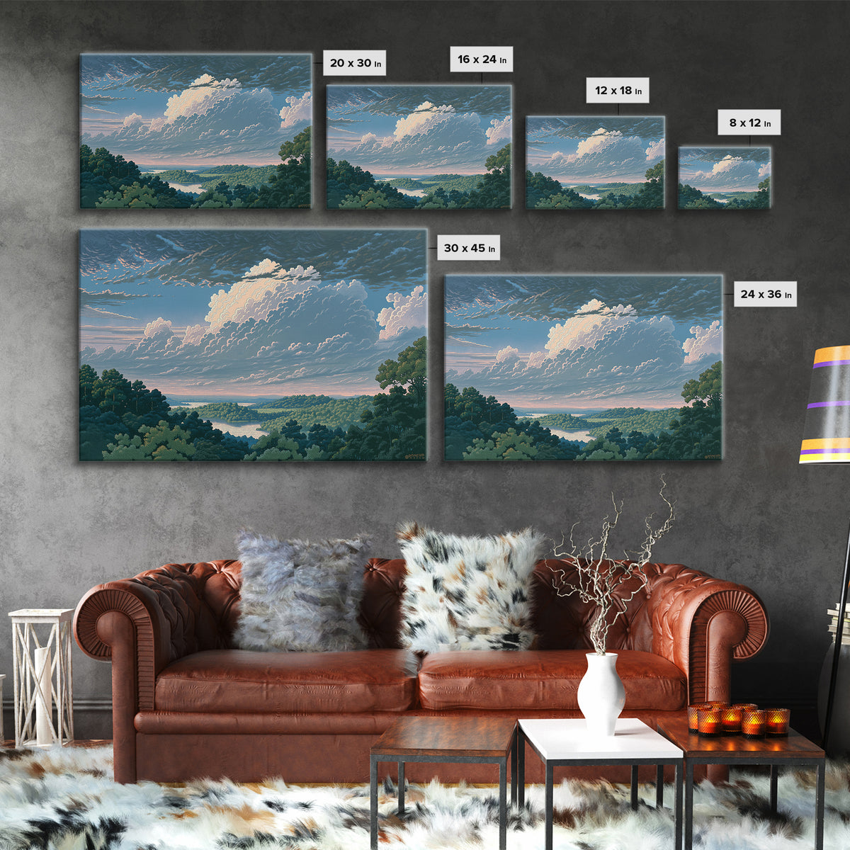 Romantic Cloudscape with Blush and Cream Tones Canvas Print, General Fine Art, Large Wall Art, Living Room Decor, GEN-3x2-46