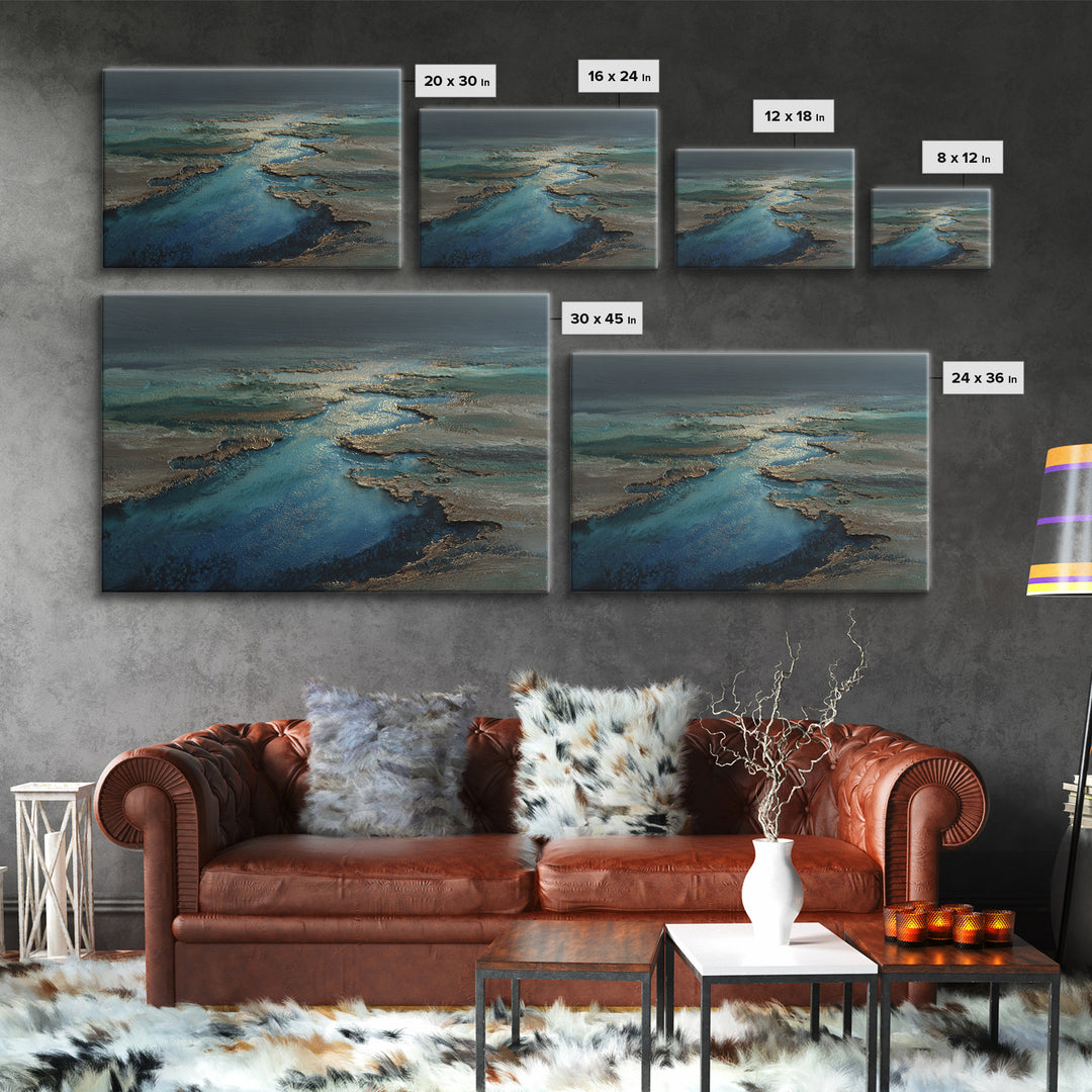 Quiet Abstract River Shape Canvas Print, General Fine Art, Canvas Wall Art, Living Room Decor, Fine Art, Textured Painting, GEN-3x2-52