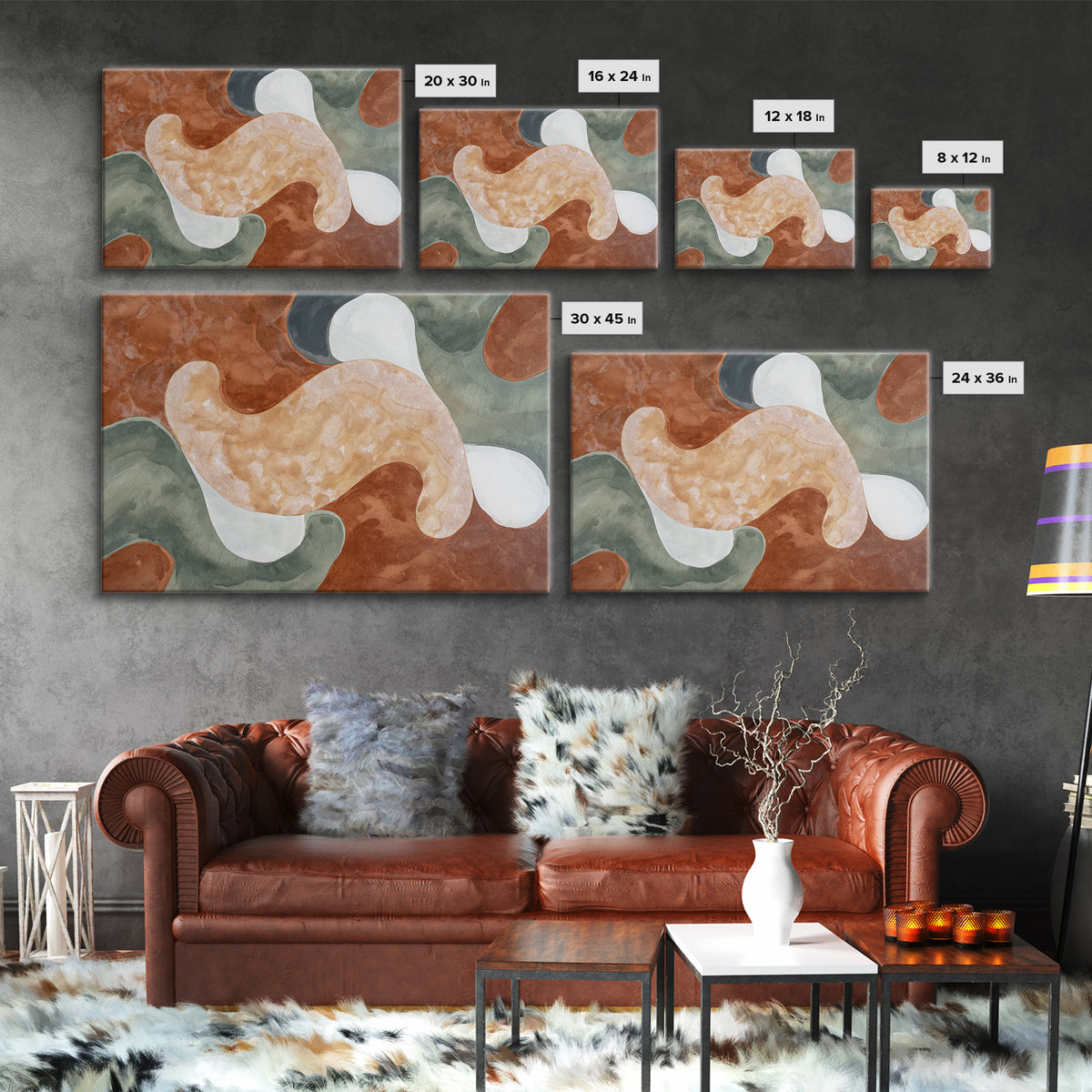 Warm Terracotta Abstract Canvas Print, General Fine Art, Original Art, Living Room Decor, Abstract Art, Boho Decor, GEN-3x2-58