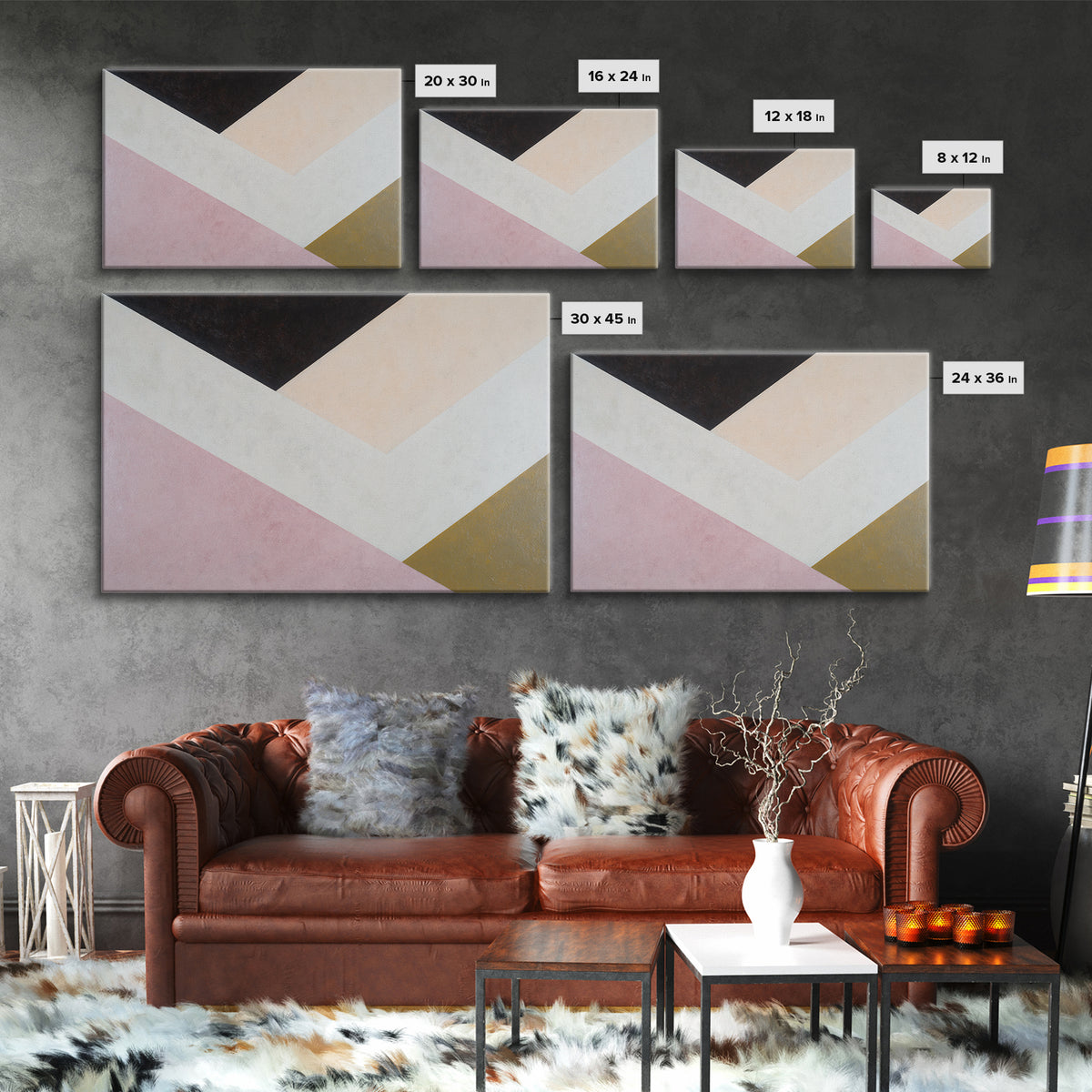 Modern Geometric Composition Canvas Print, General Fine Art, Oil Painting, Living Room Decor, Abstract Art, Gallery Decor, GEN-3x2-62