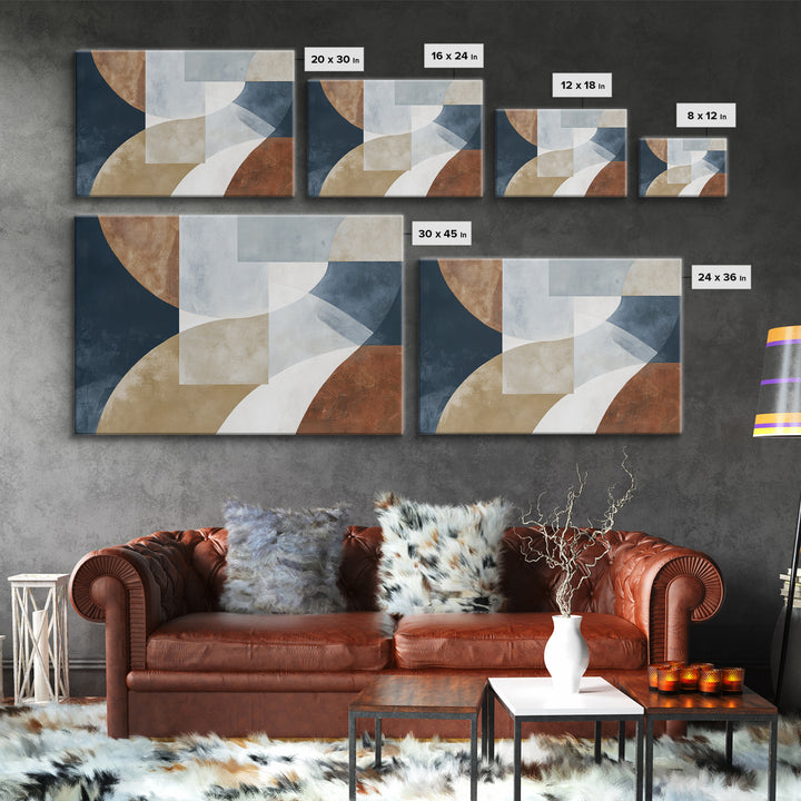Modern Geometric Composition Framed Canvas Print, General Fine Art, Art Nouveau, Living Room Decor, Abstract Art, GEN-3x2-86