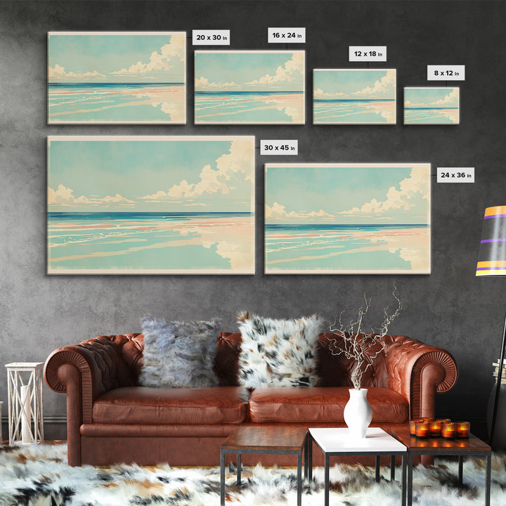 Coastal Water Study Framed Canvas Print, General Fine Art, Wall Hanging, Living Room Decor, Fine Art, Statement Artwork, GEN-3x2-9