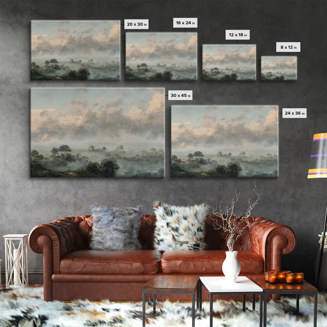 Romantic Cloudscape with Blush and Cream Tones Canvas Print, General Fine Art, Canvas Wall Art, Living Room Decor, Abstract Art, GEN-3x2-94
