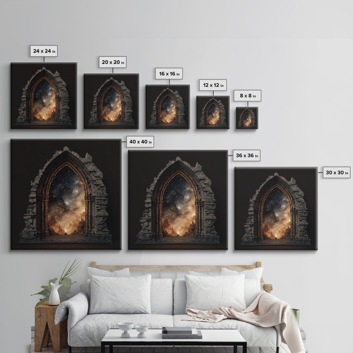 Gothic Archway Filled Framed Canvas Print, Gothic Art, Fine Art Print, Living Room Decor, Fine Art, Gothic, Halloween Decor, GOT-1x1-83