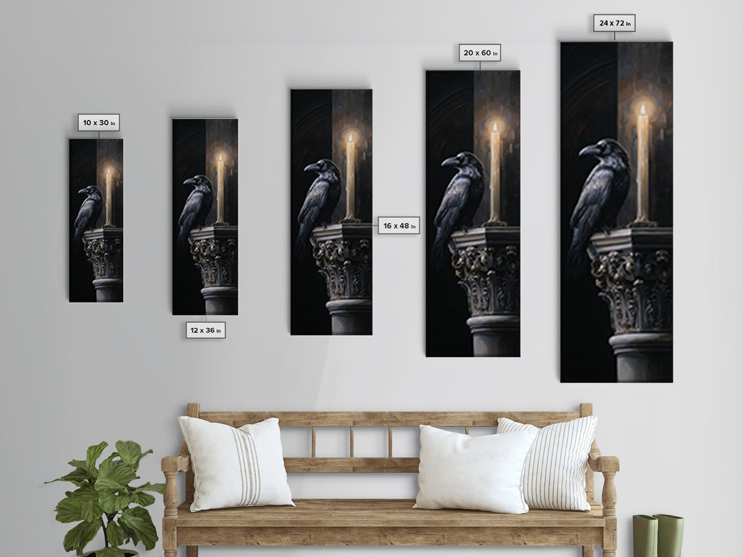 Raven on a Cathedral Gargoyle Canvas Print, Gothic Art, Fine Art Print, Living Room Decor, Fine Art, Gothic, Halloween Decor, GOT-1x3-13