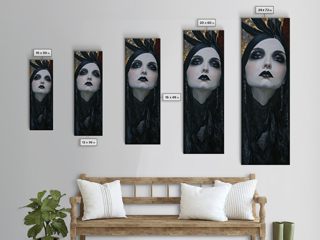 Vampire Inspired Portrait with Pale Skin and Canvas Print, Gothic Art, Canvas Painting, Living Room Decor, Fine Art, Gothic, GOT-1x3-22