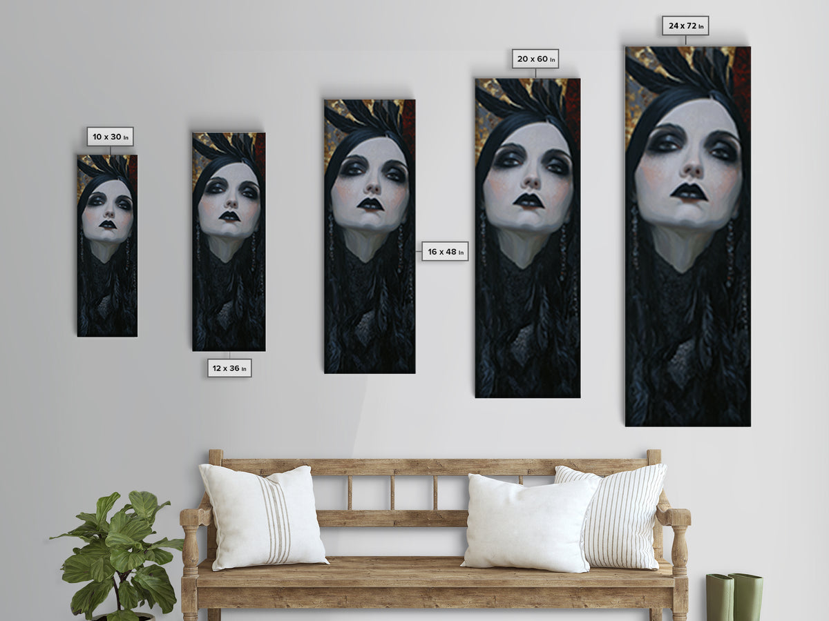Vampire Inspired Portrait with Pale Skin and Canvas Print, Gothic Art, Canvas Painting, Living Room Decor, Fine Art, Gothic, GOT-1x3-22