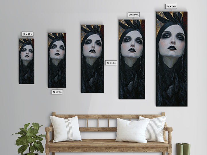 Vampire Inspired Portrait with Pale Skin and Canvas Print, Gothic Art, Canvas Painting, Living Room Decor, Fine Art, Gothic, GOT-1x3-22