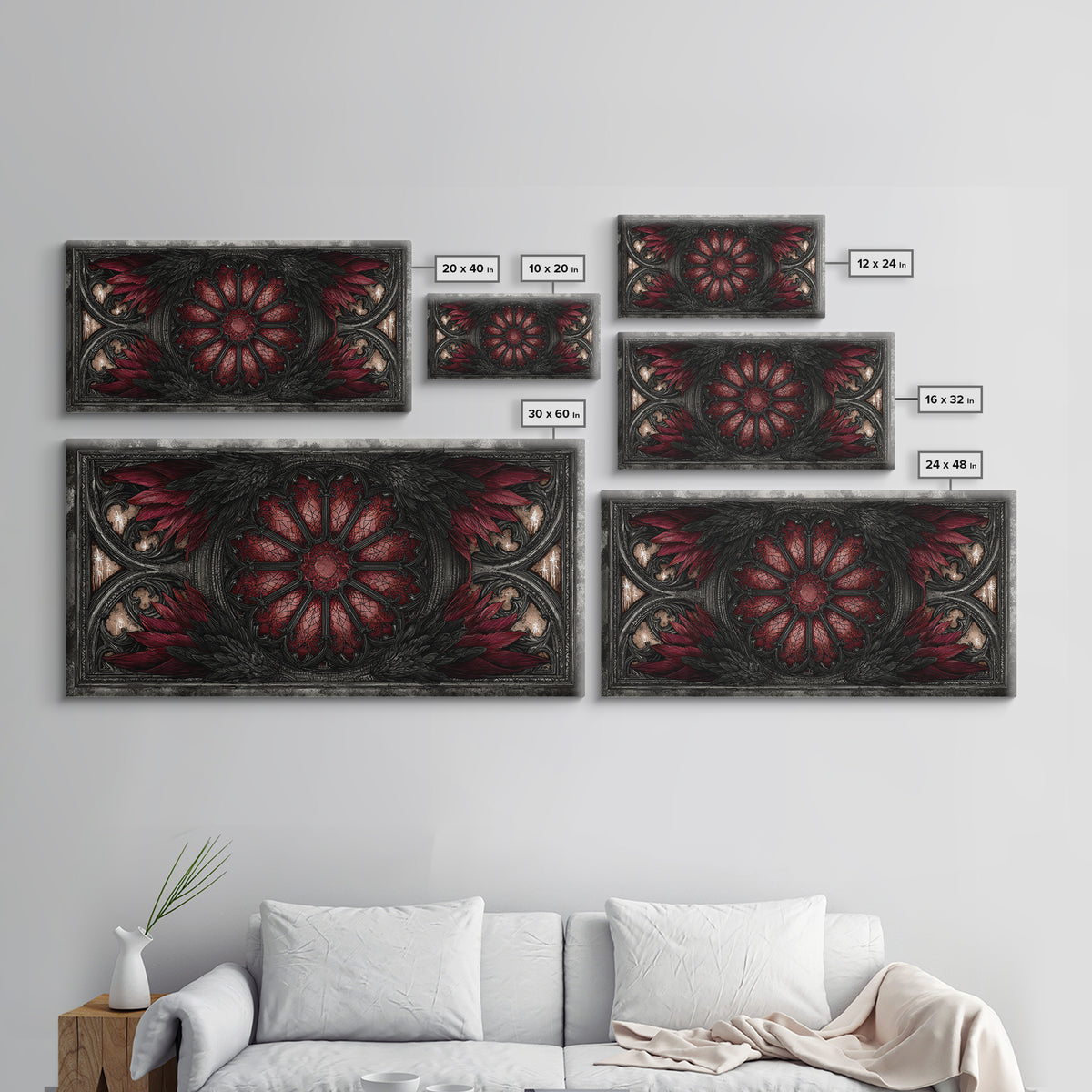 Gothic Cathedral Window Canvas Print, Gothic Art, Statement Artwork, Living Room Decor, Fine Art, Gothic, Art Prints, GOT-2x1-22