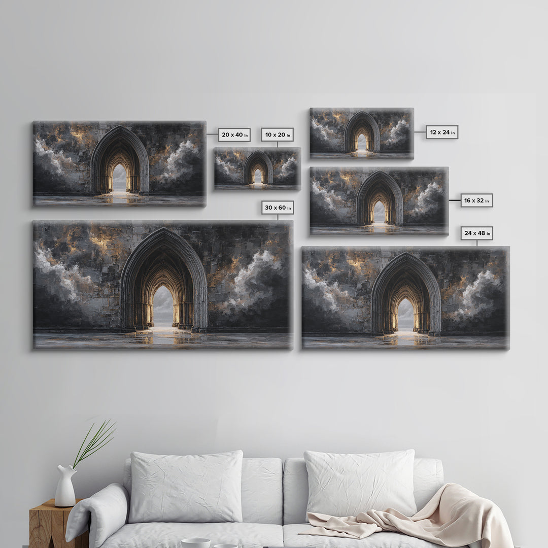Gothic Archway Filled Canvas Print, Gothic Art, Printable Wall Art, Living Room Decor, Fine Art, Gothic, Halloween Art, GOT-2x1-31
