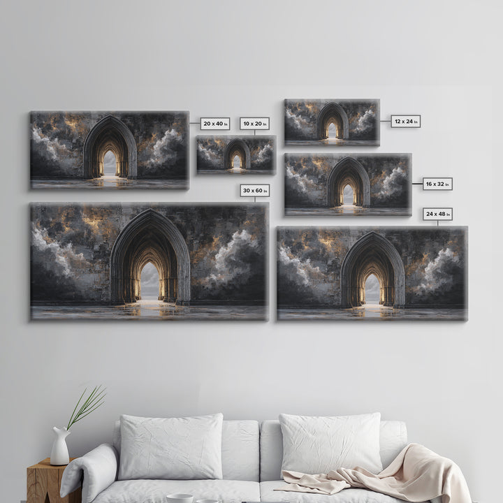 Gothic Archway Filled Canvas Print, Gothic Art, Printable Wall Art, Living Room Decor, Fine Art, Gothic, Halloween Art, GOT-2x1-31