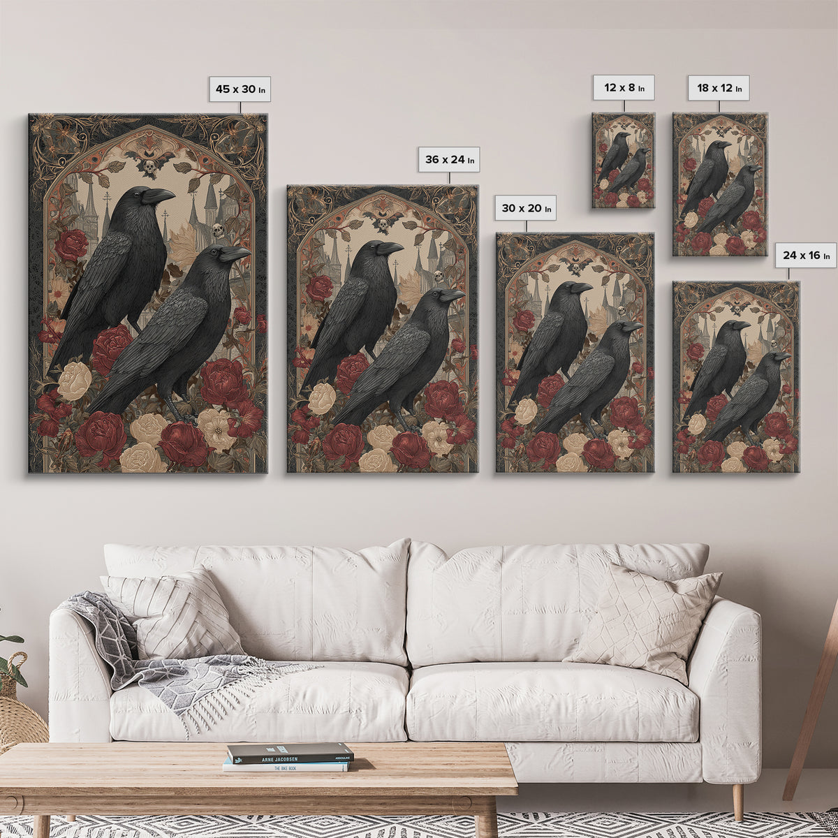 Medieval Illuminated Border Framed Canvas Print, Gothic Art, Dark Academia Art, Living Room Decor, Fine Art, Gothic, Boho Decor, GOT-2x3-24
