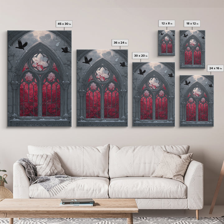 Gothic Cathedral Window Framed Canvas Print, Gothic Art, Contemporary Art, Living Room Decor, Fine Art, Gothic, Art Nouveau, GOT-2x3-34