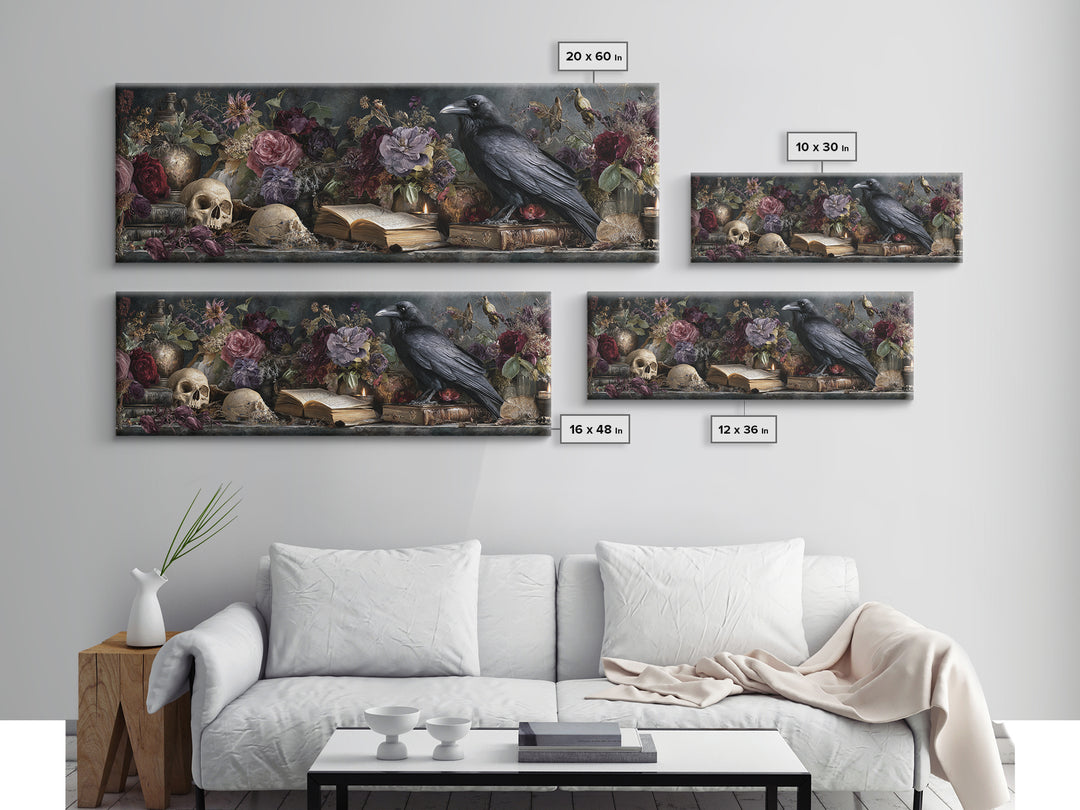 Candlelit Book and Dried Flowers Still Life Framed Canvas Print, Gothic Art, Home Decor, Living Room Decor, Fine Art, Gothic, GOT-3x1-10
