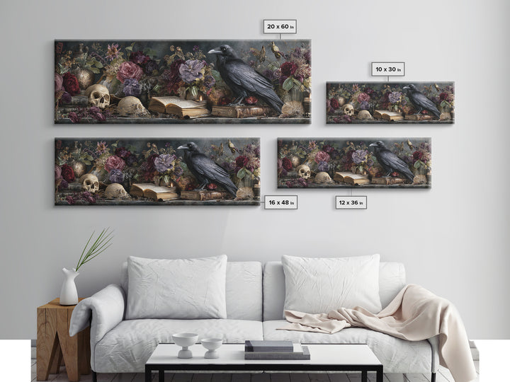 Candlelit Book and Dried Flowers Still Life Framed Canvas Print, Gothic Art, Home Decor, Living Room Decor, Fine Art, Gothic, GOT-3x1-10