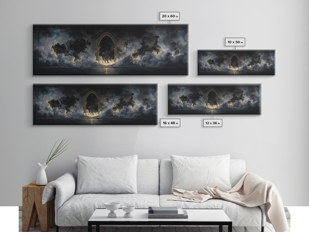Gothic Archway Filled Canvas Print, Gothic Art, Gothic Decor, Living Room Decor, Gothic, Canvas Painting, Gothic Wallpaper, GOT-3x1-75