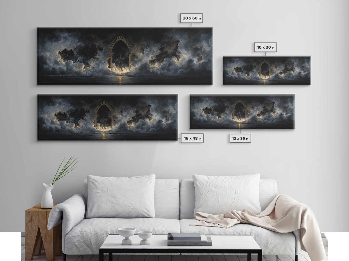 Gothic Archway Filled Canvas Print, Gothic Art, Gothic Decor, Living Room Decor, Gothic, Canvas Painting, Gothic Wallpaper, GOT-3x1-75