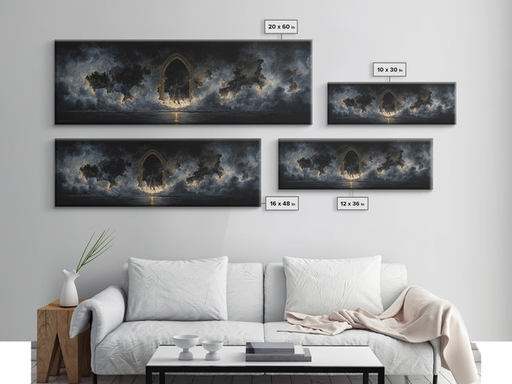 Gothic Archway Filled Canvas Print, Gothic Art, Gothic Decor, Living Room Decor, Gothic, Canvas Painting, Gothic Wallpaper, GOT-3x1-75