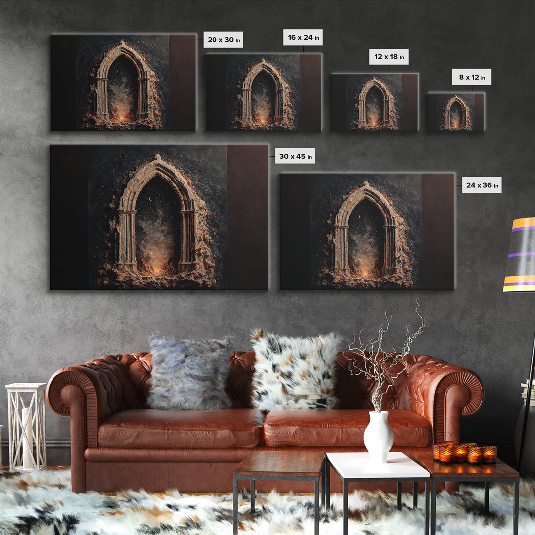 Gothic Archway Filled Framed Canvas Print, Gothic Art, Original Painting, Living Room Decor, Fine Art, Gothic, Canvas Painting, GOT-3x2-15