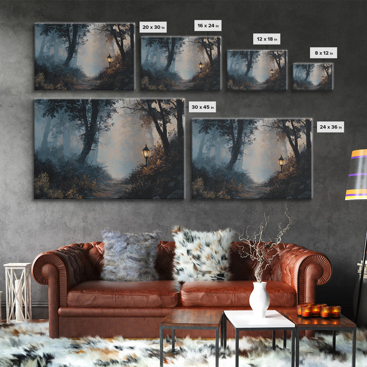 Haunted Forest Path Framed Canvas Print, Gothic Art, Room Decor, Living Room Decor, Fine Art, Gothic, Printable Wall Art, GOT-3x2-47