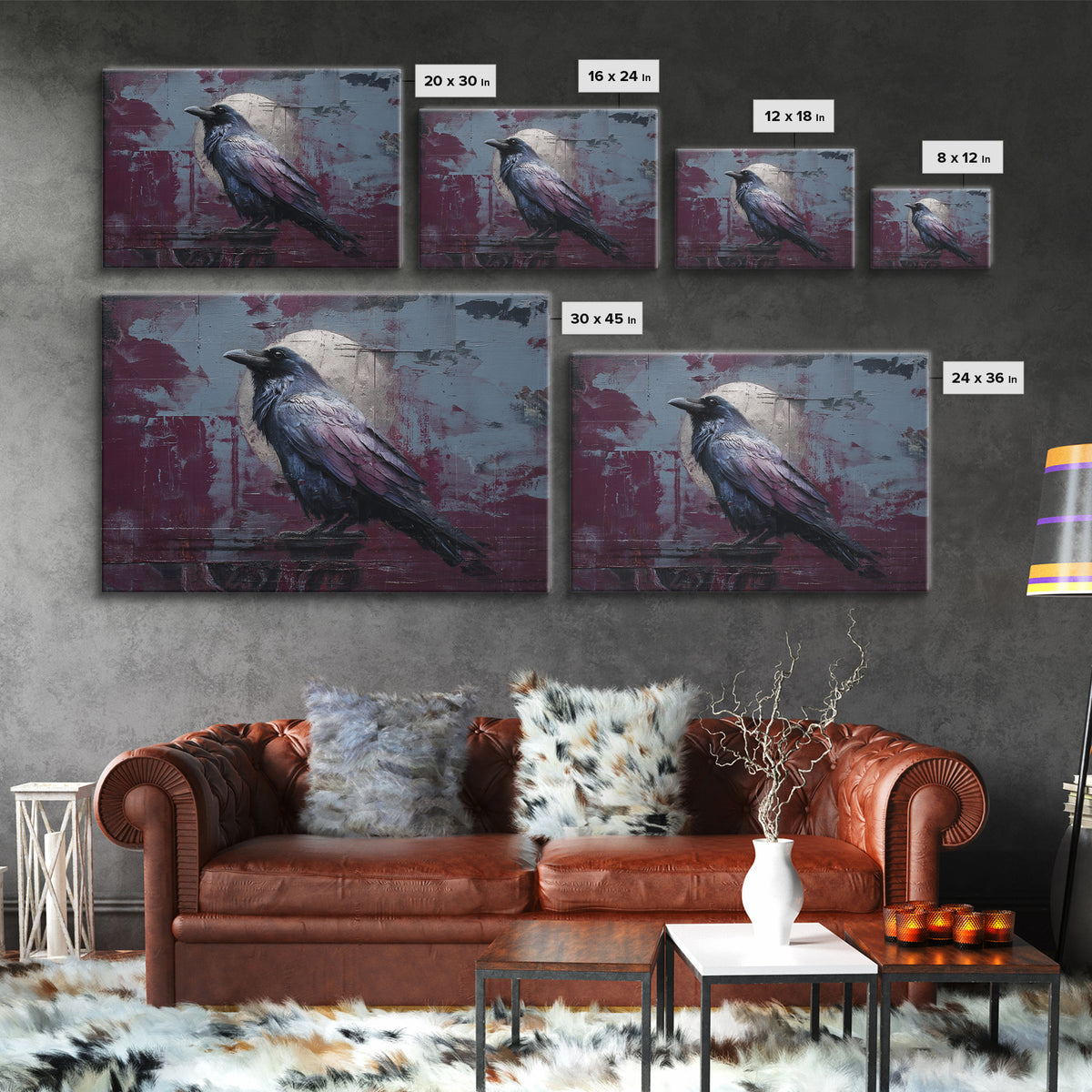 Raven on a Cathedral Gargoyle Framed Canvas Print, Gothic Art, Gallery Decor, Living Room Decor, Fine Art, Gothic, GOT-3x2-77