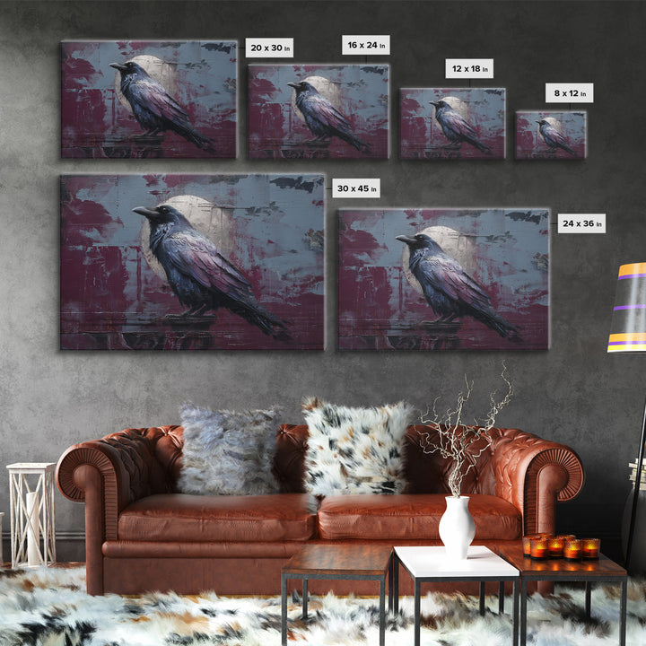 Raven on a Cathedral Gargoyle Framed Canvas Print, Gothic Art, Gallery Decor, Living Room Decor, Fine Art, Gothic, GOT-3x2-77