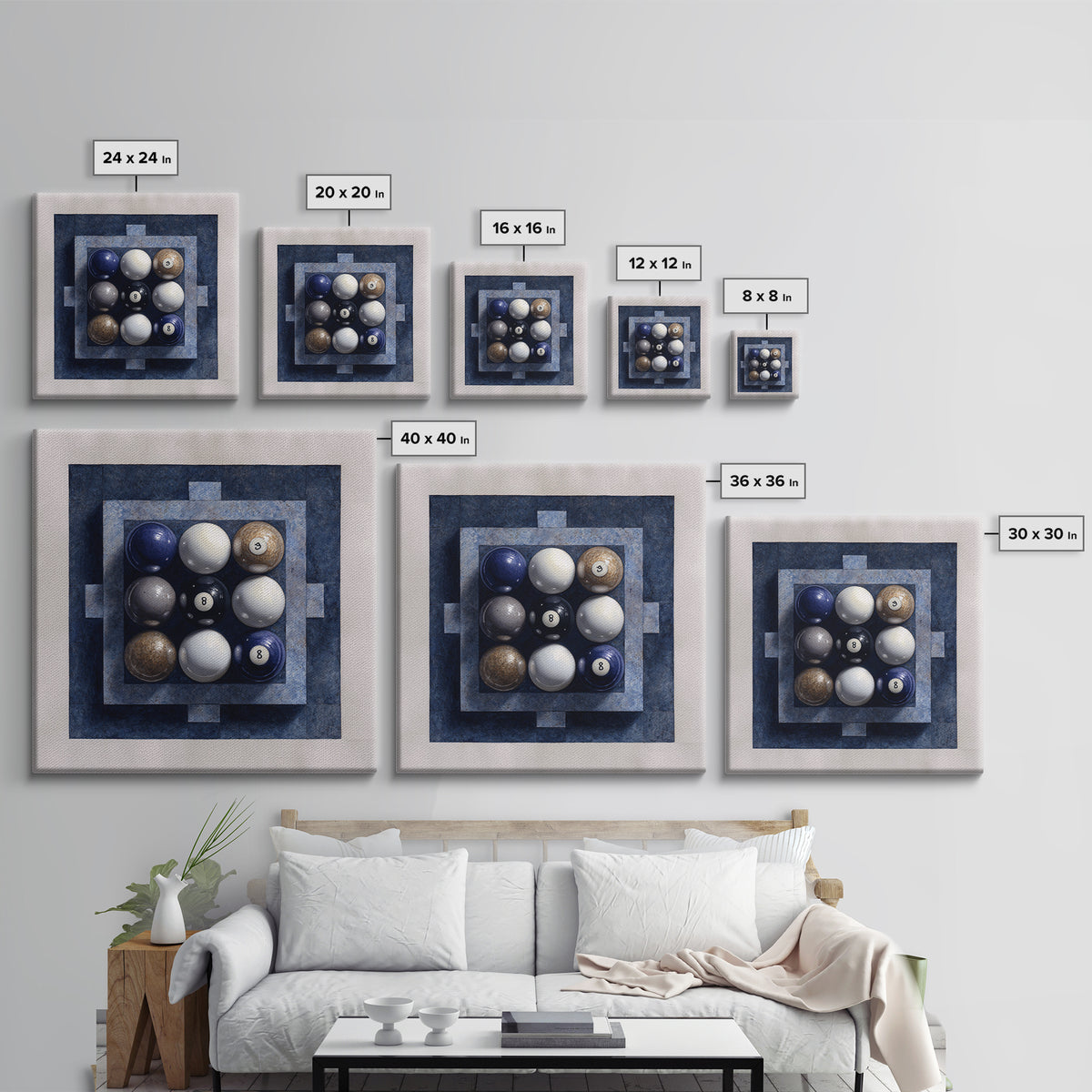Billiards Eight Ball Framed Canvas Print, Game Room Art, Masculine Wall Art, Game Room Decor, Fine Art, Play, Gallery Decor, GRA-1x1-2