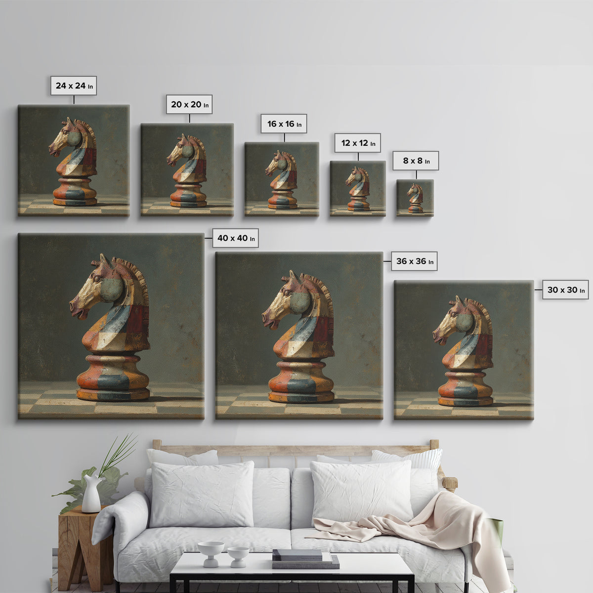 Chess Knight Piece Framed Canvas Print, Game Room Art, Fine Art Print, Game Room Decor, Fine Art, Play, Wall Decor, GRA-1x1-29