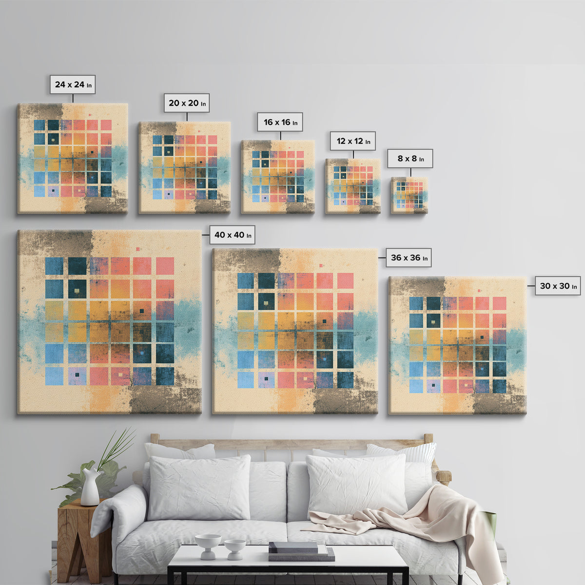 Neon Synthwave Grid Framed Canvas Print, Game Room Art, Whimsical Wall Art, Game Room Decor, Oil Painting, Play, GRA-1x1-37