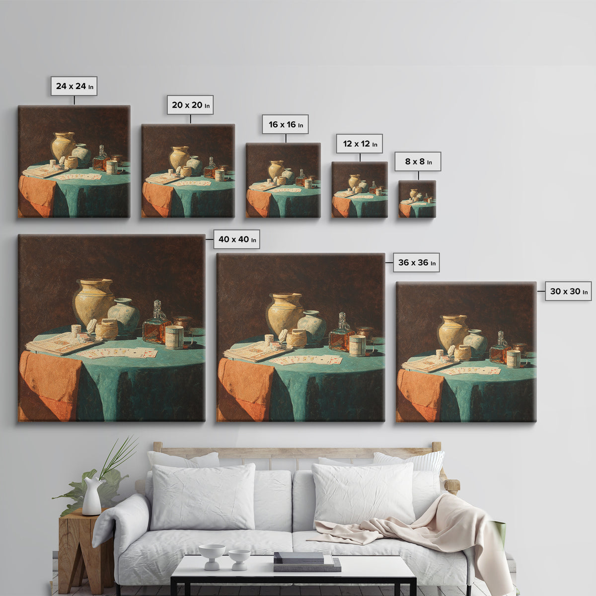 Blackjack Table Still Life Without Words Framed Canvas Print, Game Room Art, Modern Wall Art, Game Room Decor, Fine Art, Play, GRA-1x1-44
