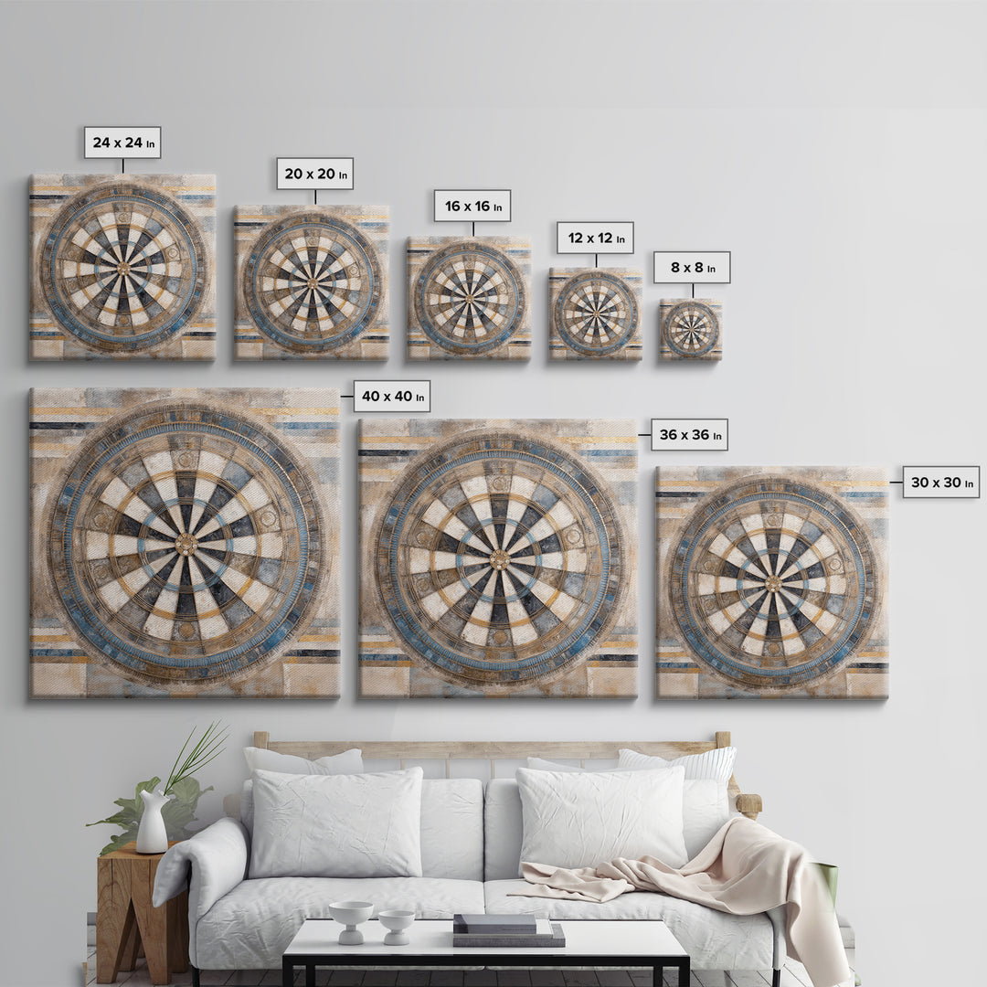 Dartboard Bullseye with Dynamic Motion Framed Canvas Print, Game Room Art, Living Room Decor, Game Room Decor, Fine Art, Play, GRA-1x1-56