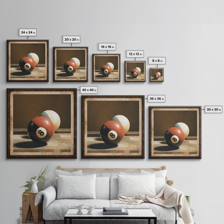 Billiards Eight Ball Canvas Print, Game Room Art, Boho Decor, Game Room Decor, Fine Art, Play, Classroom Decor, Original Art, GRA-1x1-98