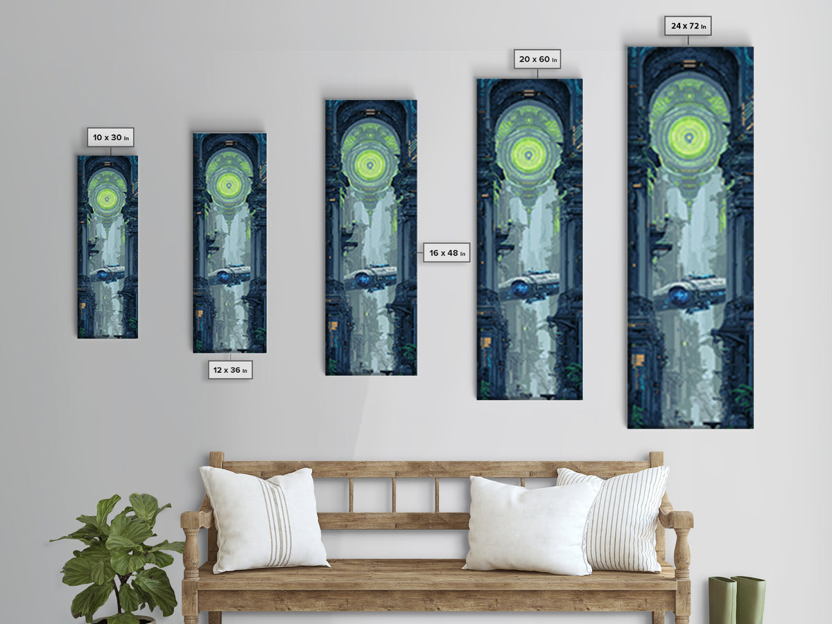 Arcade Spaceship Pixel Art Scene Canvas Print, Game Room Art, Contemporary Art, Game Room Decor, Play, Bedroom Wall Art, GRA-1x3-7