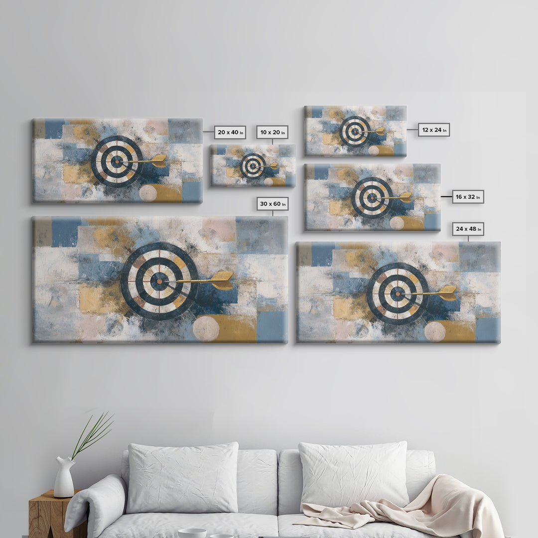 Dartboard Bullseye with Dynamic Motion Framed Canvas Print, Game Room Art, Pop Art, Game Room Decor, Play, Fine Art Print, GRA-2x1-100