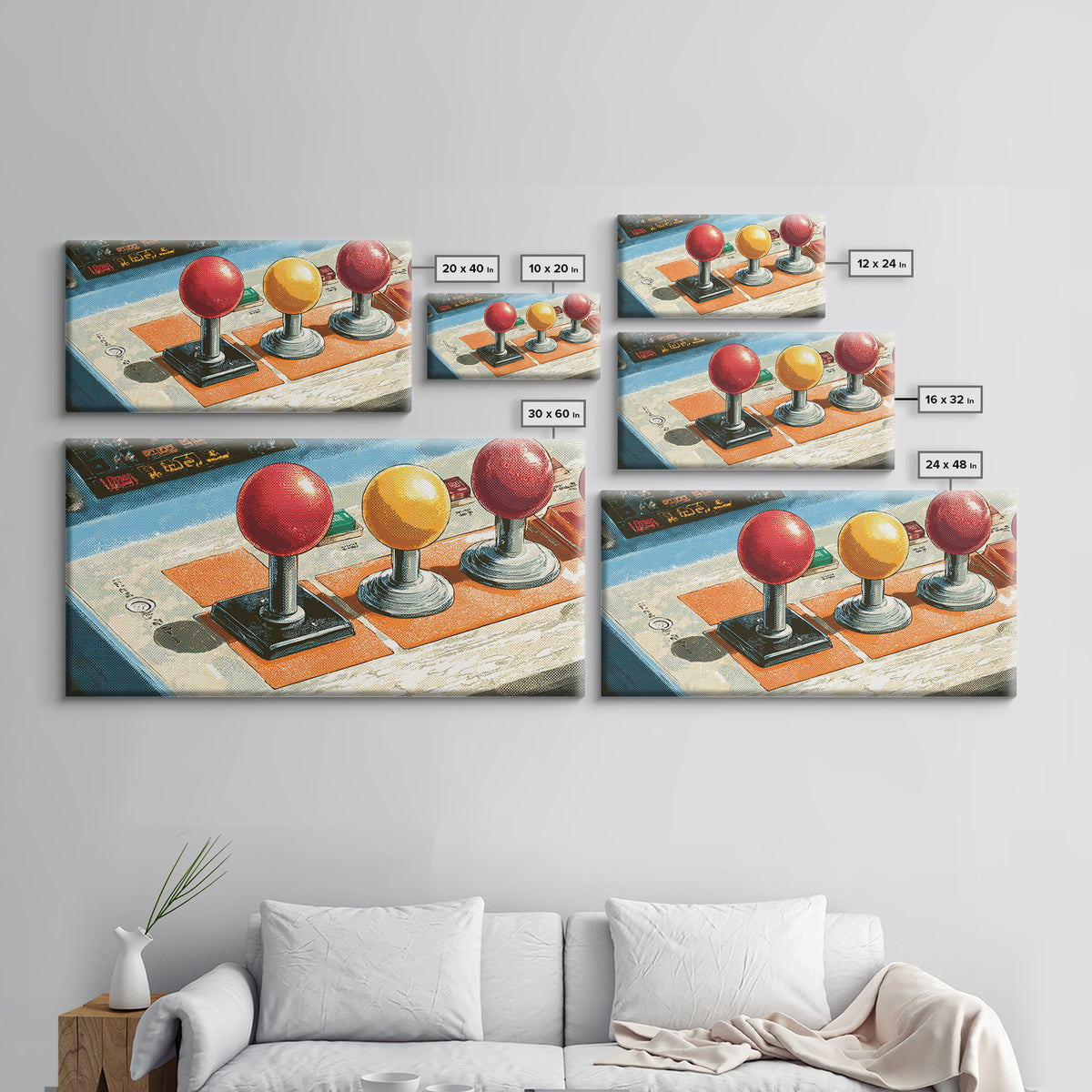 Retro Arcade Joystick Canvas Print, Game Room Art, Wall Art, Game Room Decor, Oil Painting, Play, Bedroom Wall Art, GRA-2x1-21
