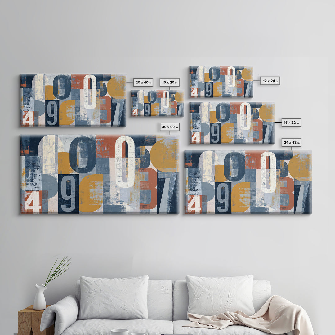 Scoreboard Numbers as Abstract Design Canvas Print, Game Room Art, Textured Painting, Game Room Decor, Fine Art, Play, GRA-2x1-44