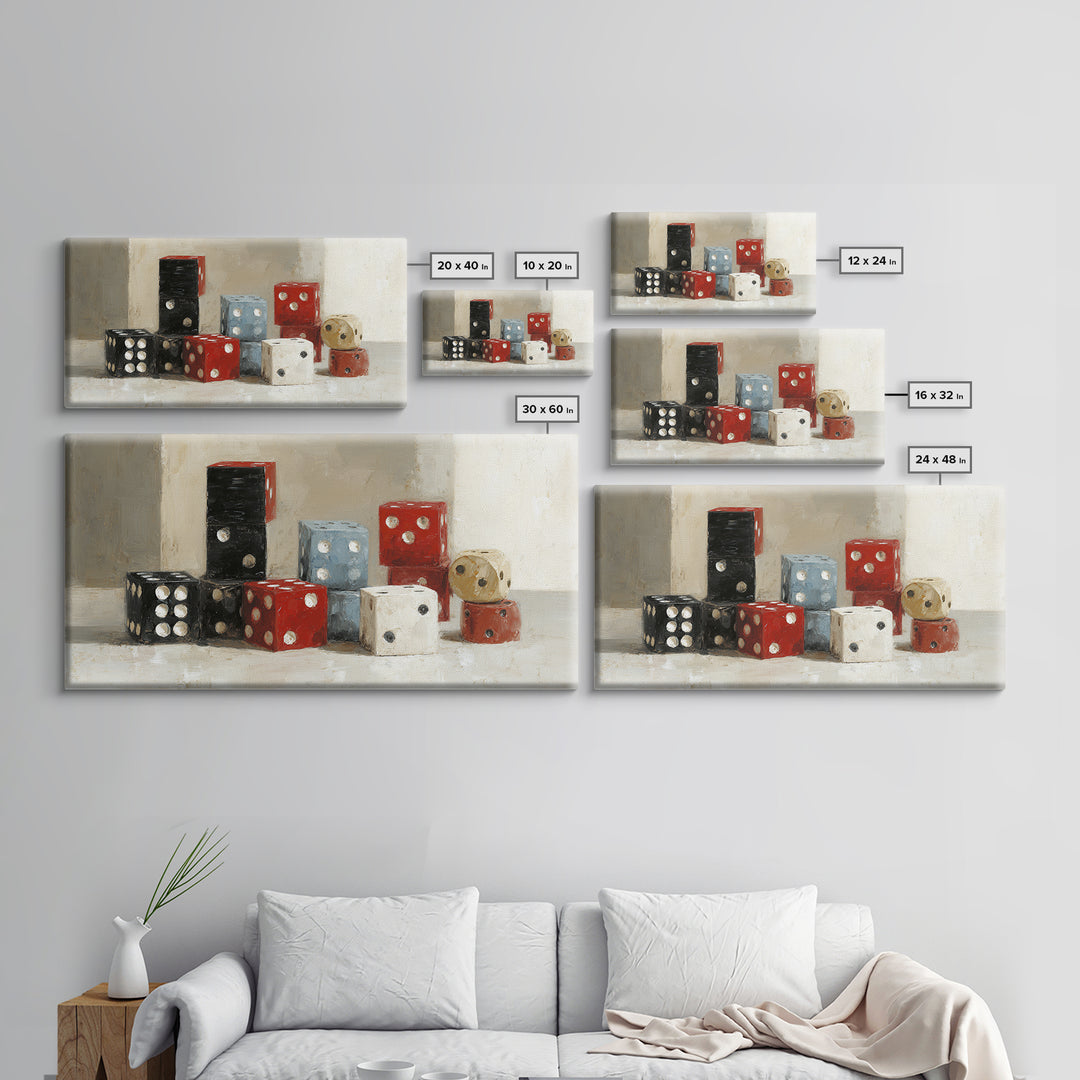 Playing Cards and Dice Canvas Print, Game Room Art, Canvas Print, Game Room Decor, Oil Painting, Play, Man Cave Decor, GRA-2x1-47