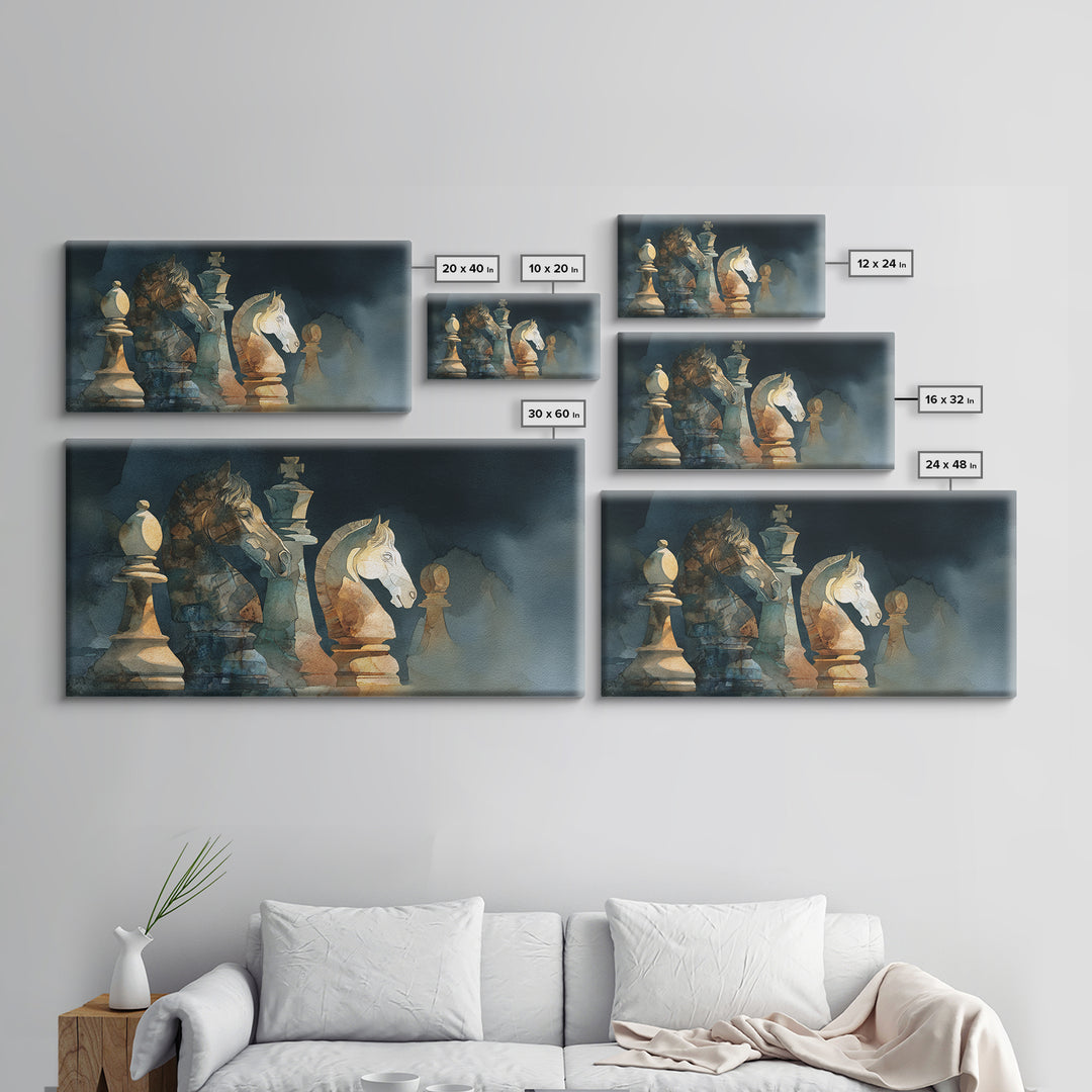 Chess Knight Piece Canvas Print, Game Room Art, Canvas Art, Game Room Decor, Fine Art, Play, Living Room Art, Playroom Art, GRA-2x1-49