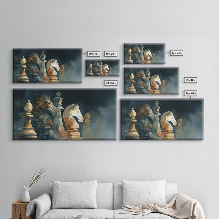 Chess Knight Piece Canvas Print, Game Room Art, Canvas Art, Game Room Decor, Fine Art, Play, Living Room Art, Playroom Art, GRA-2x1-49