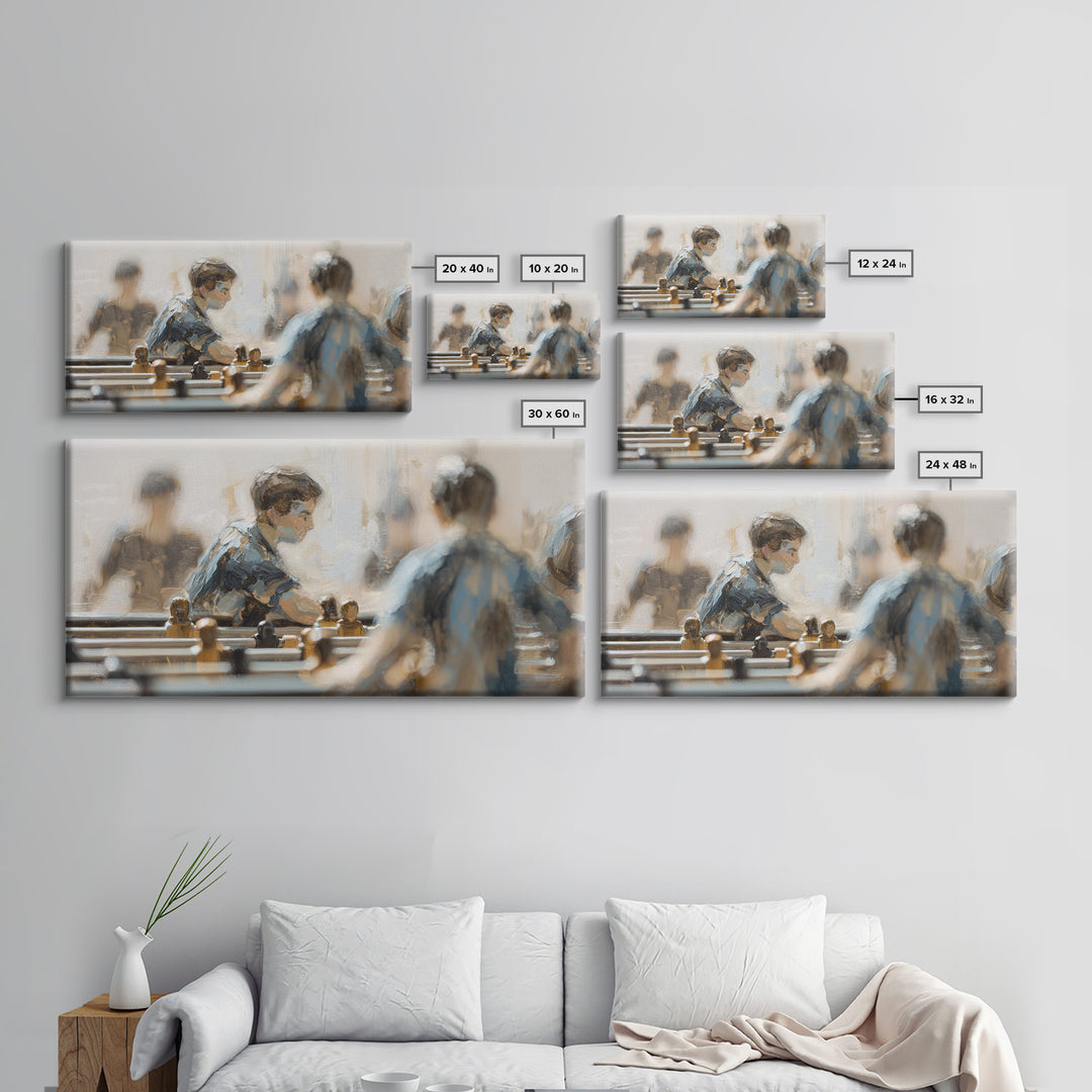 Foosball Player Figures Canvas Print, Game Room Art, Black Art, Game Room Decor, Oil Painting, Play, Playroom Art, Pop Art, GRA-2x1-53