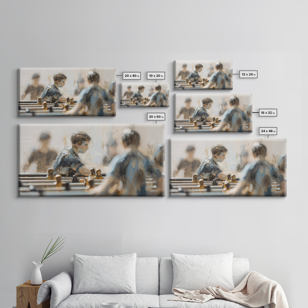 Foosball Player Figures Canvas Print, Game Room Art, Black Art, Game Room Decor, Oil Painting, Play, Playroom Art, Pop Art, GRA-2x1-53
